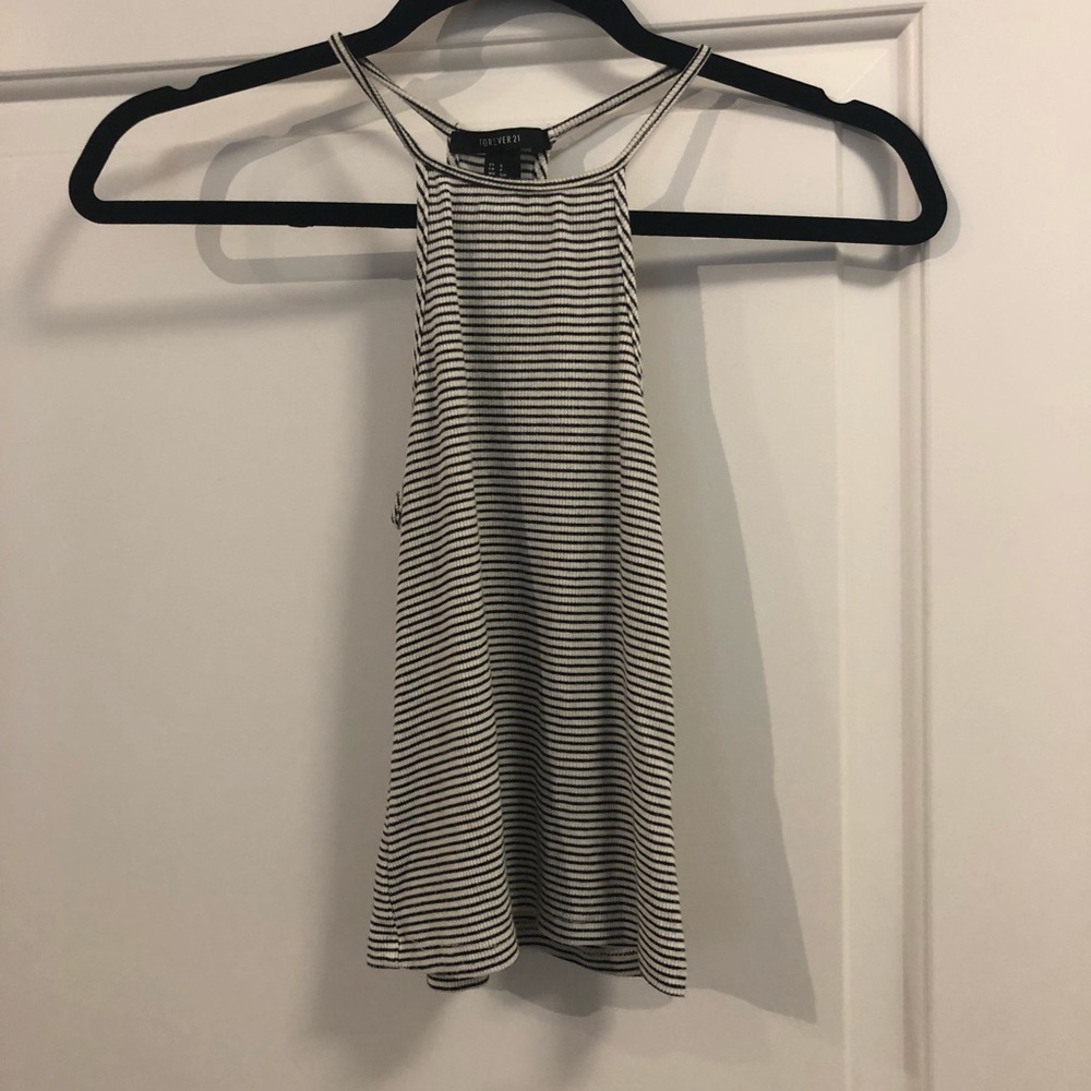 Striped cropped tee strap tank